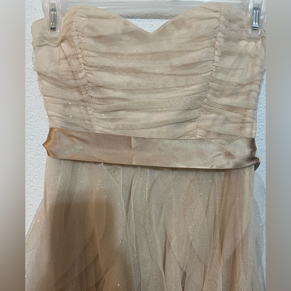 Teeze Me women/girl’s dress gold strapless with sash - Picture 2 of 10